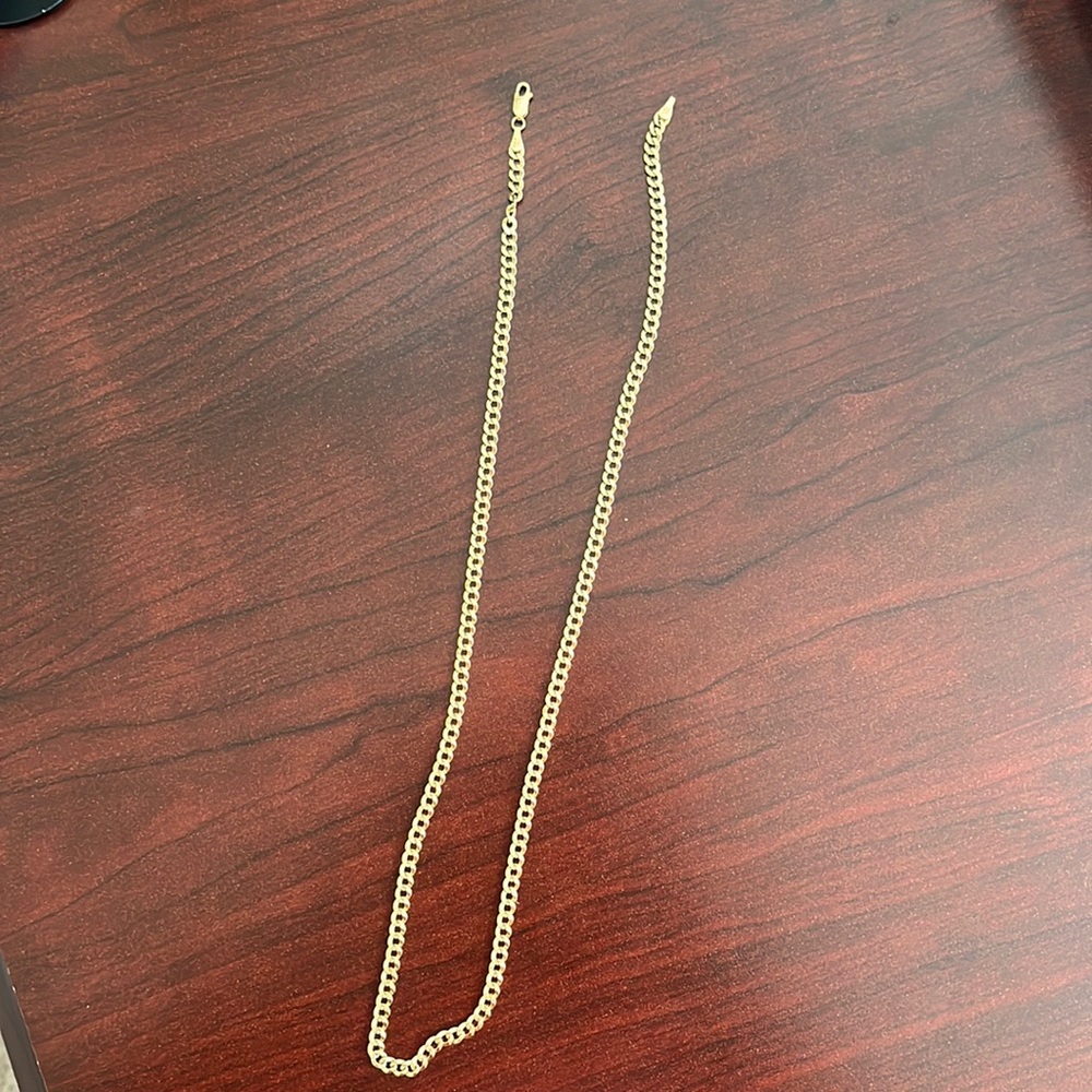 14k solid yellow gold curb chain necklace - 24 inches